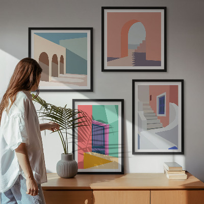 Multi-piece wall decor set Colorful modern buildings