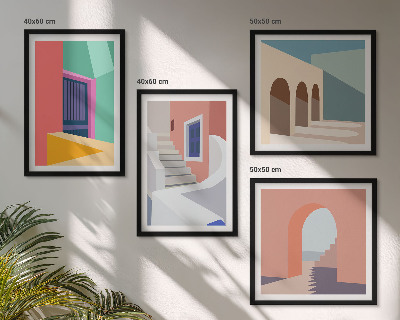 Multi-piece wall decor set Colorful modern buildings