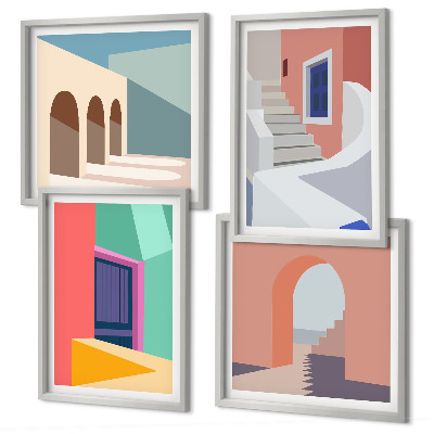Multi-piece wall decor set Colorful modern buildings