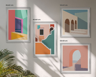 Wall art set Colorful illustrations of the city