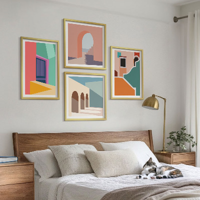 Wall art set Colorful illustrations of the city