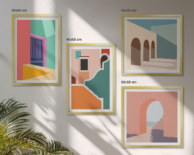 Wall art set Colorful illustrations of the city