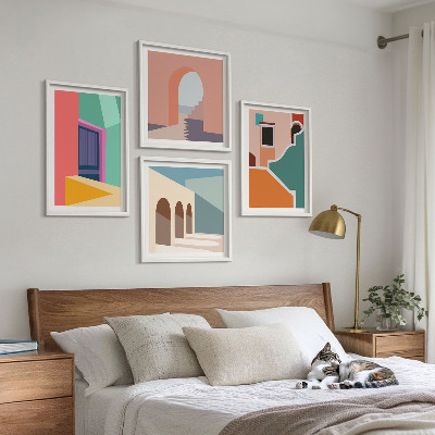Wall art set Colorful illustrations of the city