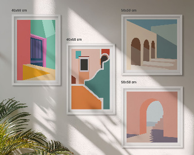 Wall art set Colorful illustrations of the city