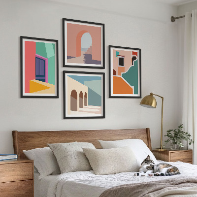 Wall art set Colorful illustrations of the city
