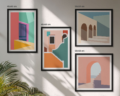 Wall art set Colorful illustrations of the city