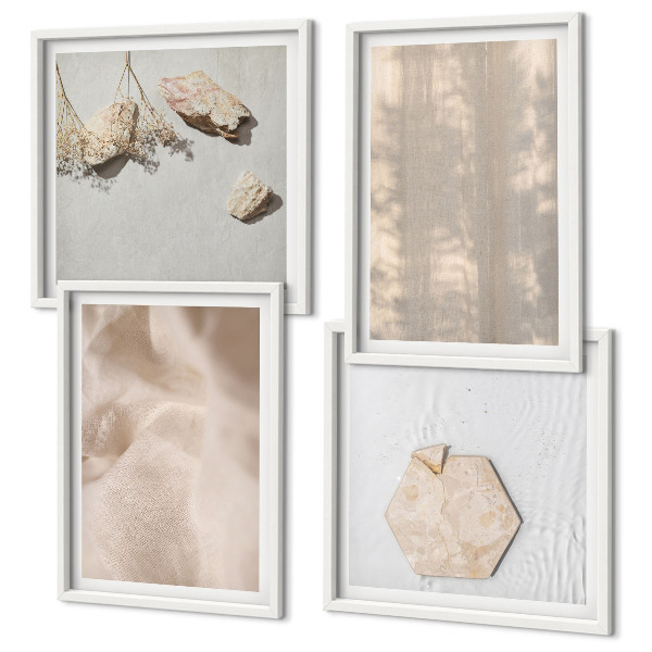 Set of 4 wall art pieces Subtle boho natural textures