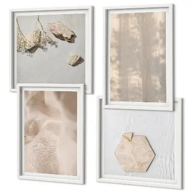 Set of 4 wall art pieces with subtle boho natural textures