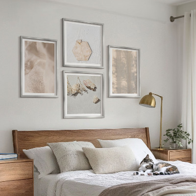 Set of 4 wall art pieces Subtle boho natural textures