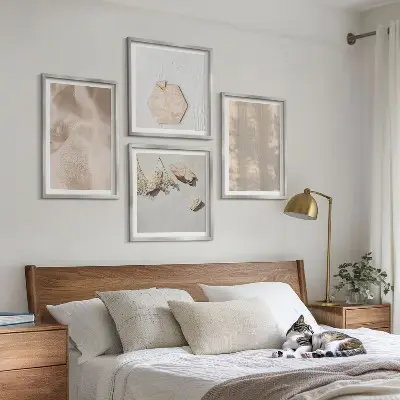 Set of 4 wall art pieces with subtle boho natural textures