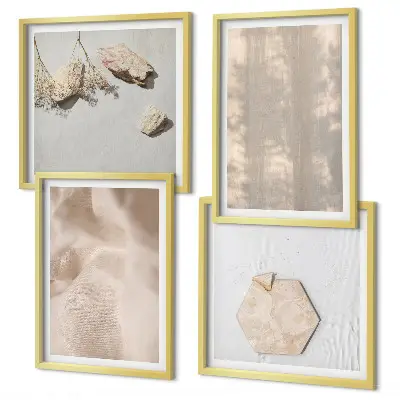 Set of 4 wall art pieces with subtle boho natural textures