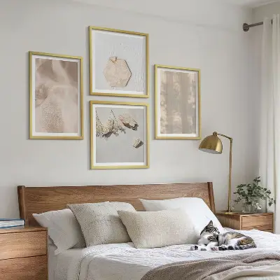 Set of 4 wall art pieces with subtle boho natural textures