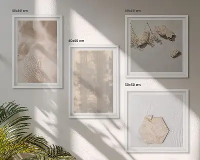 Set of 4 wall art pieces with subtle boho natural textures
