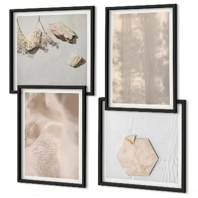 Set of 4 wall art pieces with subtle boho natural textures
