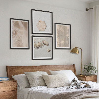 Set of 4 wall art pieces Subtle boho natural textures