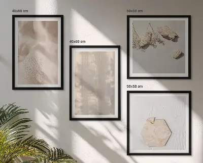 Set of 4 wall art pieces with subtle boho natural textures