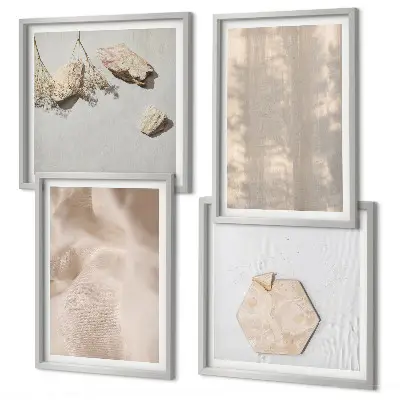 Set of 4 wall art pieces with subtle boho natural textures