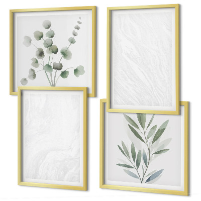 Wall art set Marble structure pastel twigs