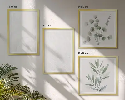 Wall art set marble structure with pastel twigs