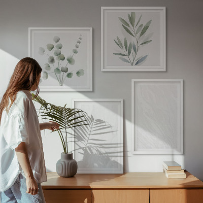 Wall art set Marble structure pastel twigs
