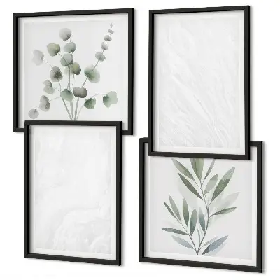 Wall art set marble structure with pastel twigs