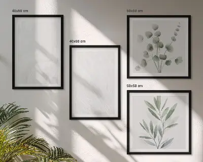 Wall art set marble structure with pastel twigs