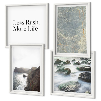 Set of 4 wall art pieces Green Marble Melancholy