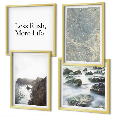 Set of 4 wall art pieces Green Marble Melancholy