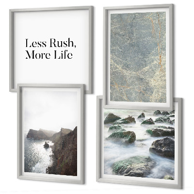 Set of 4 wall art pieces Green Marble Melancholy