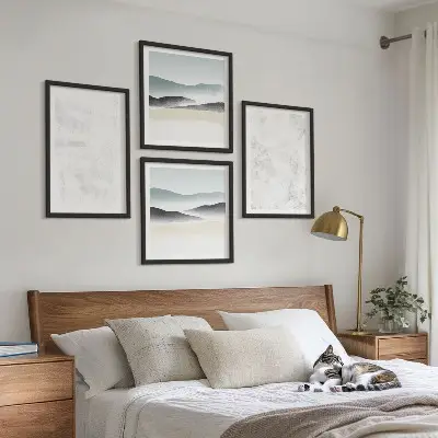 Multi-piece wall decor set with white spots on canvas background