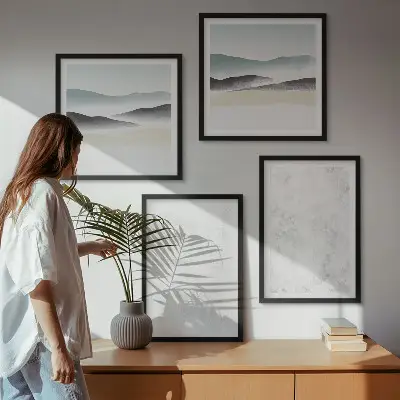 Multi-piece wall decor set with white spots on canvas background
