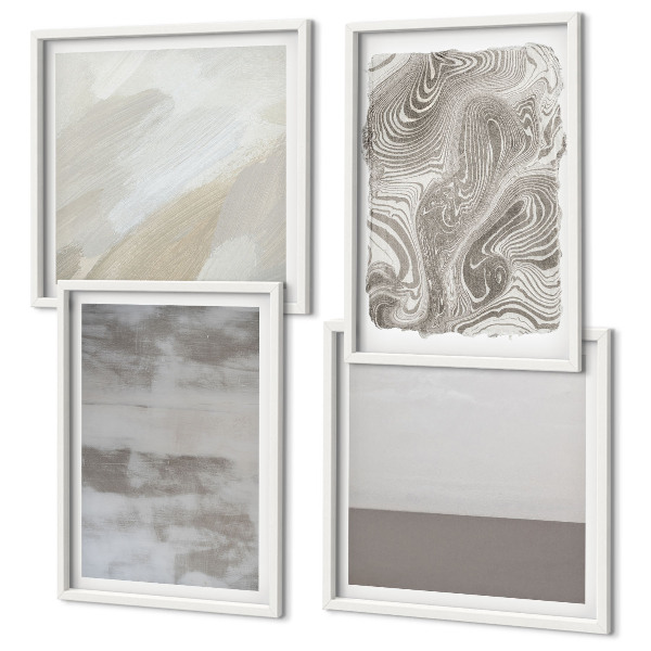 Set of 4 wall art pieces Industrial design structures