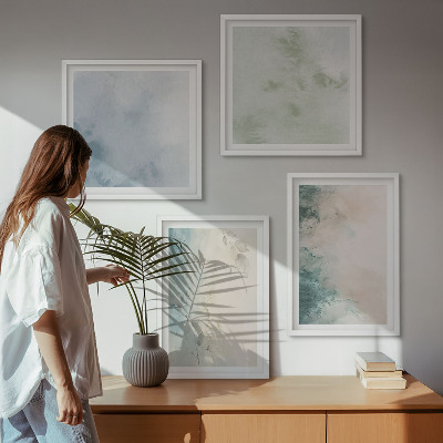 Multi-piece wall decor set Spilled watercolor canvas style