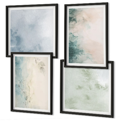 Multi-piece wall decor set Spilled watercolor canvas style