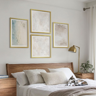 Set of 4 wall art pieces Watercolor painting texture