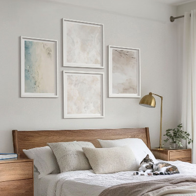 Set of 4 wall art pieces Watercolor painting texture