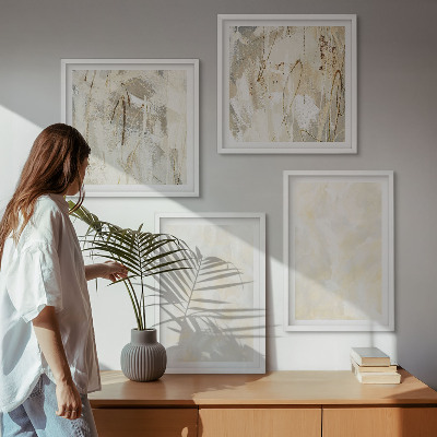 Set of 4 wall art pieces Bright texture paint design