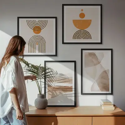 Multi-piece wall decor set structures shades minimalism design