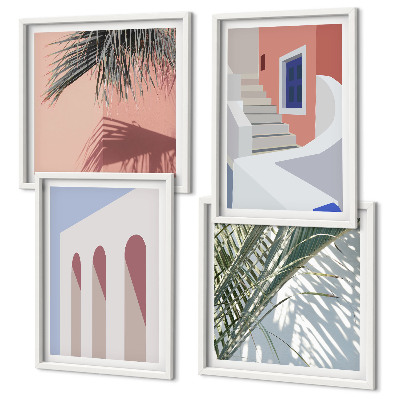Wall art set Illustrations of city architecture