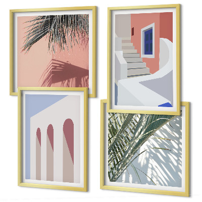 Wall art set Illustrations of city architecture