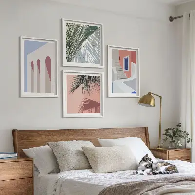 City architecture wall art set illustrations