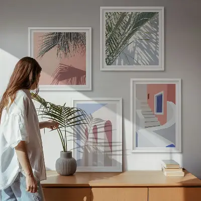 City architecture wall art set illustrations