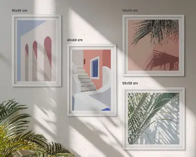 City architecture wall art set illustrations