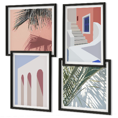 Wall art set Illustrations of city architecture