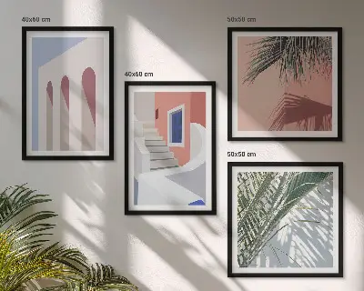 City architecture wall art set illustrations