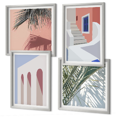 Wall art set Illustrations of city architecture