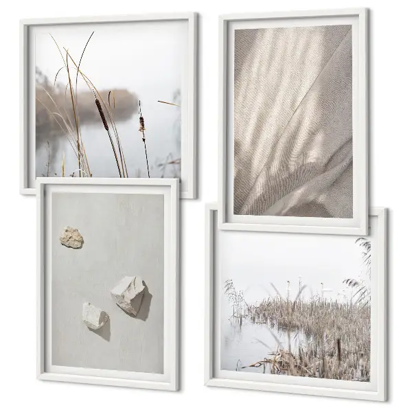 Boho style wall art set of 4 textured close-up pieces