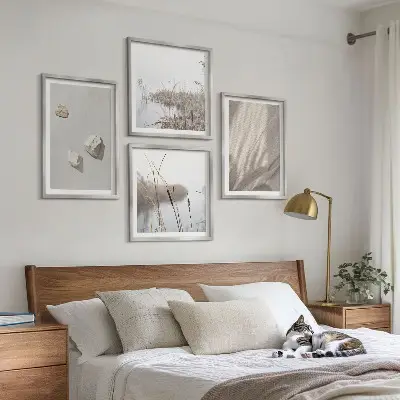 Boho style wall art set of 4 textured close-up pieces