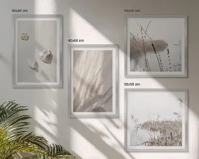 Boho style wall art set of 4 textured close-up pieces