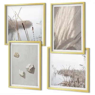 Boho style wall art set of 4 textured close-up pieces